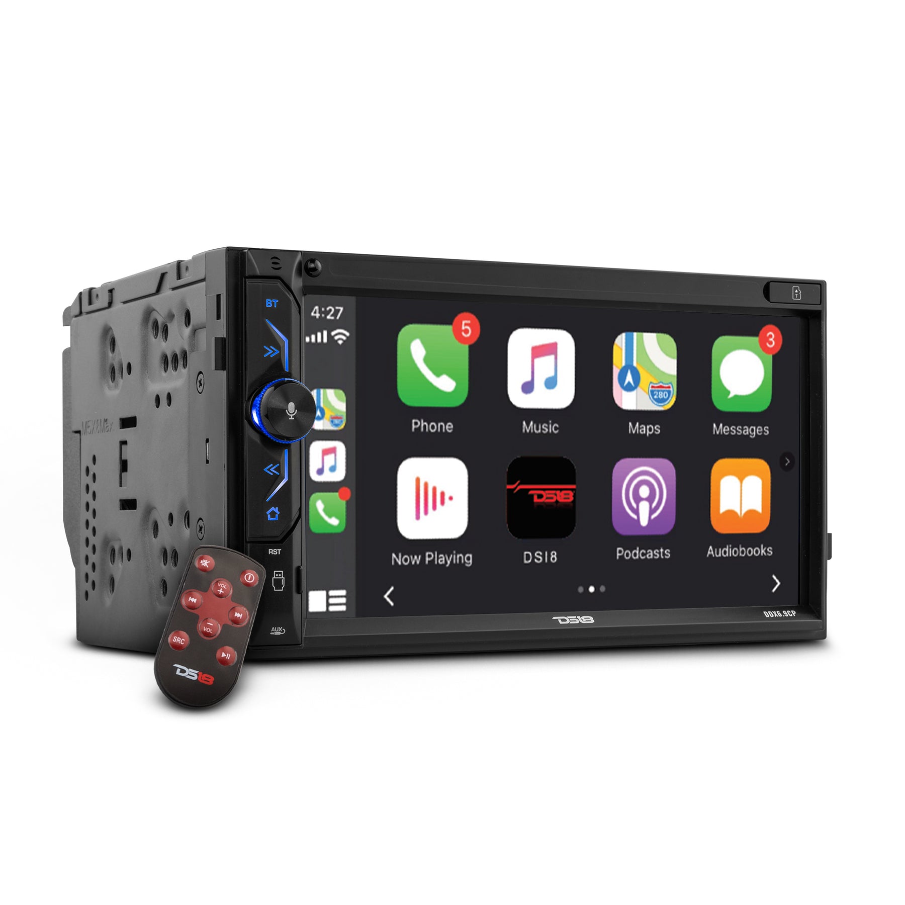 6.9″ Touchscreen Mechless Double-DIN Headunit with Bluetooth, USB, Mirror  Link And Car play